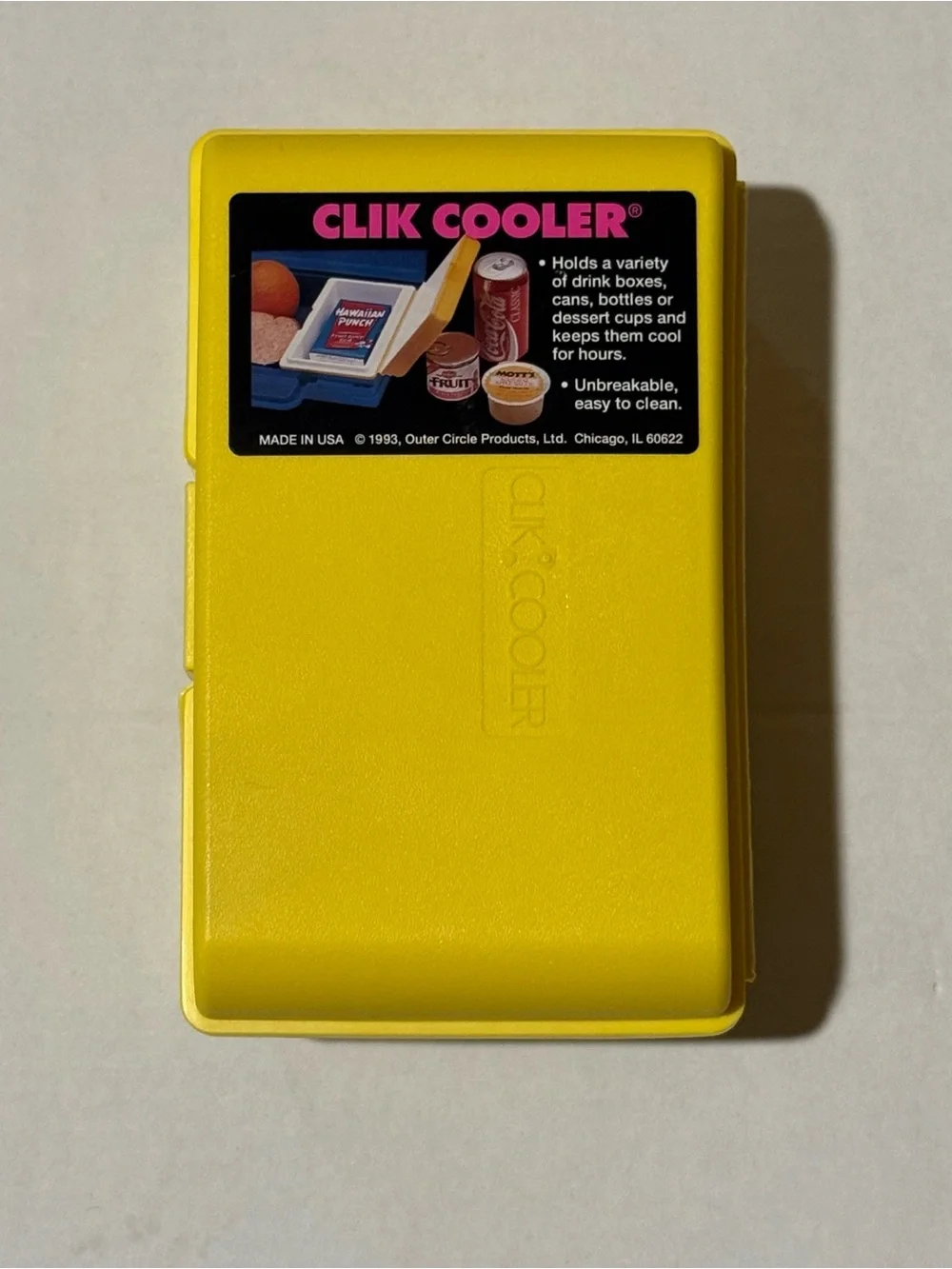 Vintage 1993 Clik Cooler Yellow Mini Insulated Lunch Box Juice Box Retro